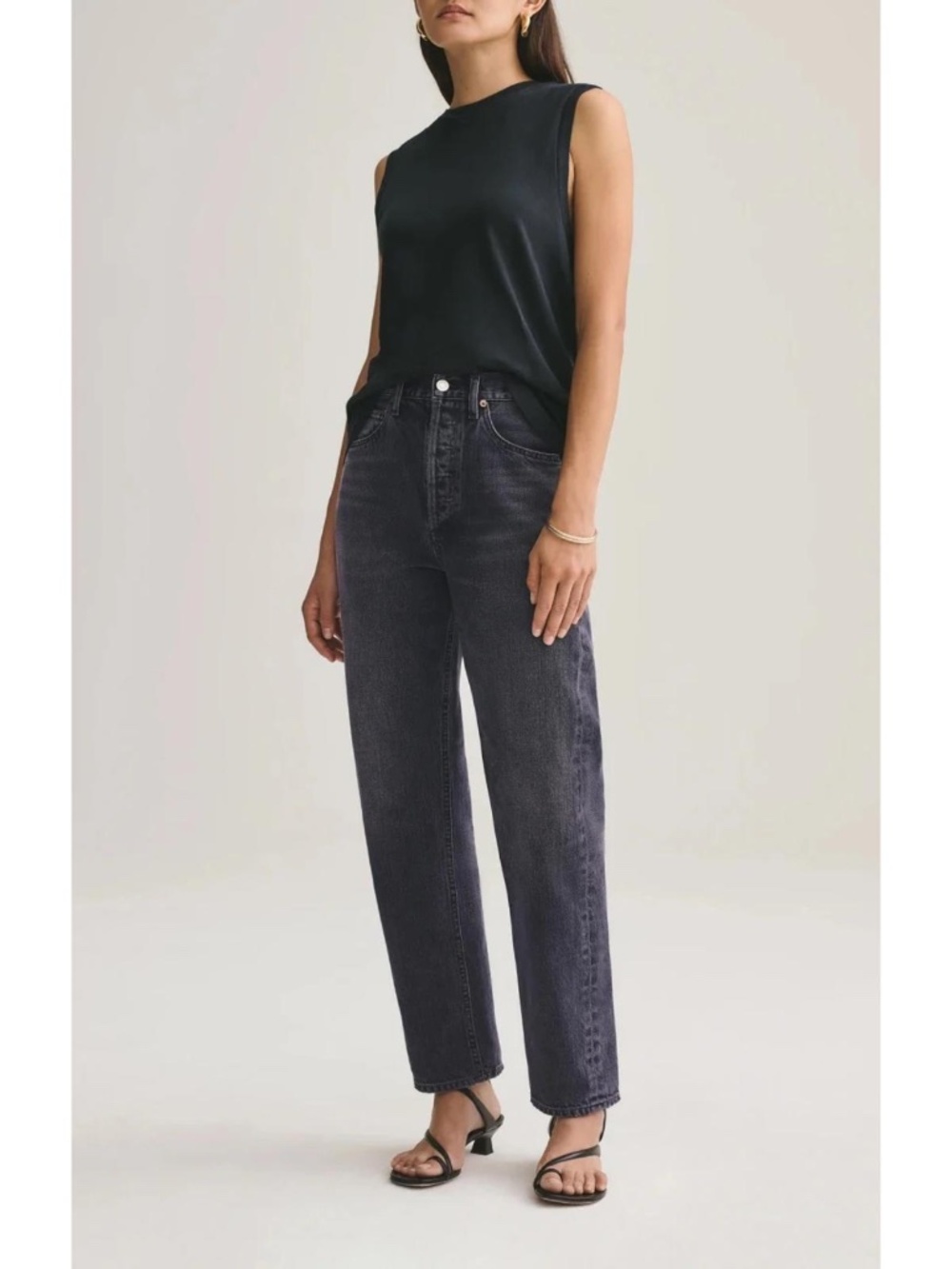 AGOLDE Mid-Rise Loose Straight Jeans in Photogram